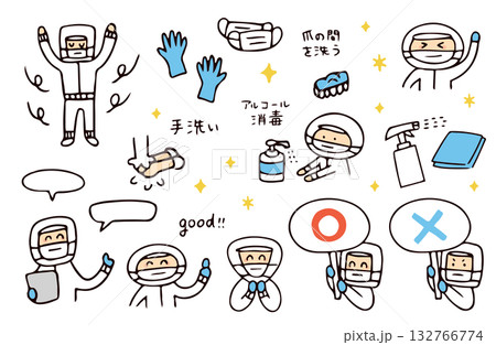 食品工場や給食職員のイラストセット 132766774