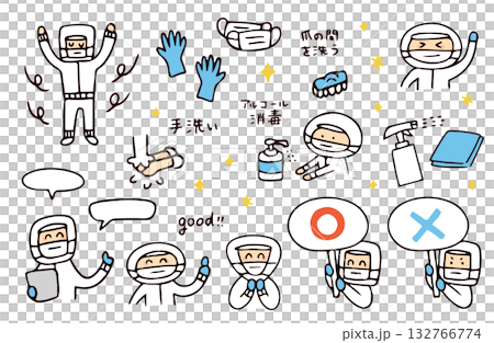 食品工廠和食堂員工插圖集 132766774