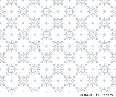 Flower geometric pattern. Seamless vector background. White and gray ornament 132767579