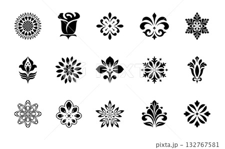 Flower icons set. Isolated elements for design. Vector graphics. Flower icons set. Isolated elements for design. Vector graphics. 132767581