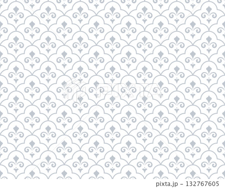 Flower geometric pattern. Seamless vector background. White and gray ornament 132767605