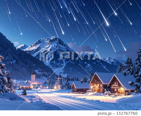 【AI生成画像】サイレントナイトに降り注ぐ流れ星 132767760