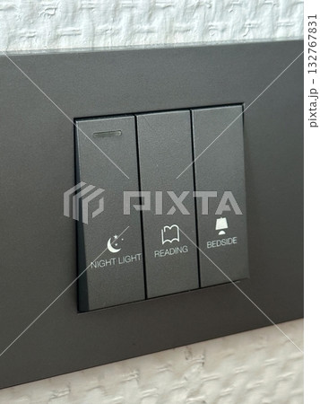 closeup black power switches with function text closeup black power switches with function text 132767831
