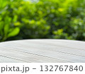 Empty wood plank table top with blur green nature background bokeh light,Mock up for display or montage of product 132767840
