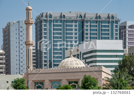UAE, United Arab Emirates, Abu Dhabi downtown financial center skyline. 132768081