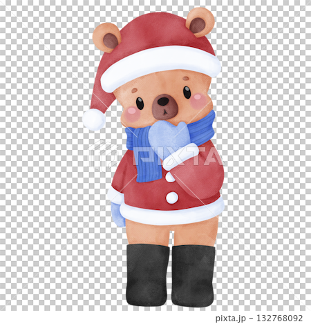 Little Santa bear cartoon  132768092
