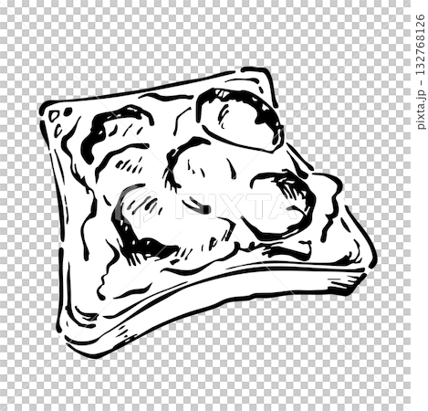 手繪單色披薩吐司插圖 132768126