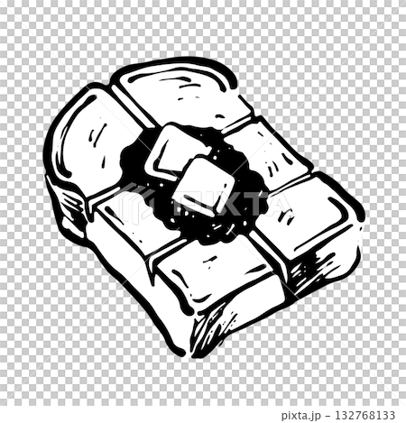 手繪單色小倉奶油吐司插圖 132768133