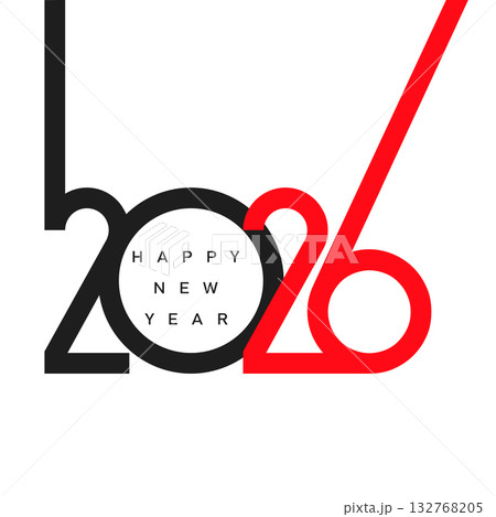 Modern Happy New Year 2026 logo with split typography. Vector Modern Happy New Year 2026 logo with split typography. Vector 132768205