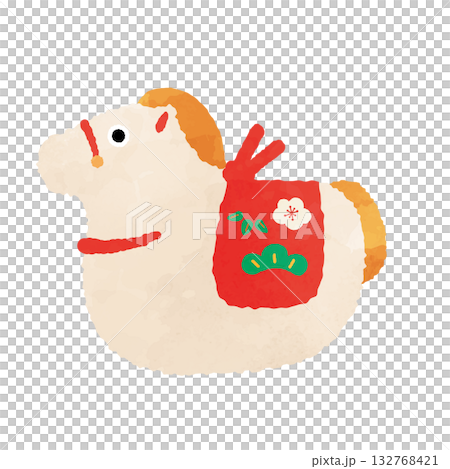 Year of the Horse figurine illustration in watercolor style Year of the Horse figurine illustration in watercolor style 132768421