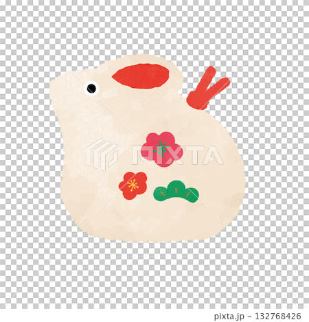 Year of the Rabbit figurine illustration in watercolor style 132768426