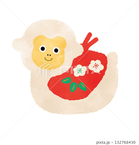 申年の置物のイラスト　水彩タッチ 132768430