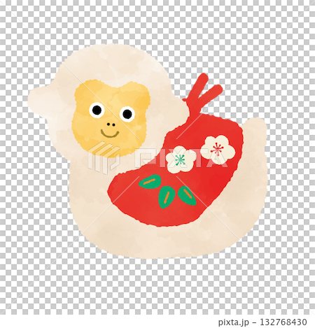 申年の置物のイラスト　水彩タッチ 132768430