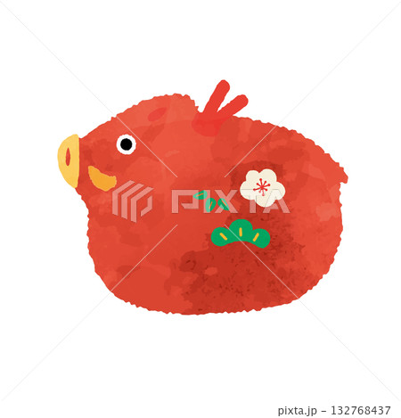 亥年の置物イラスト 水彩タッチ 亥年の置物イラスト 水彩タッチ 132768437