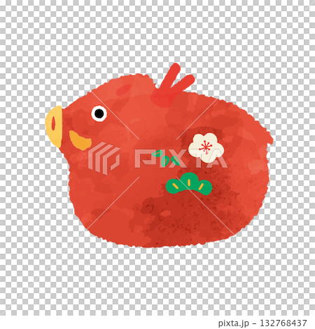 亥年の置物イラスト 水彩タッチ 亥年の置物イラスト 水彩タッチ 132768437