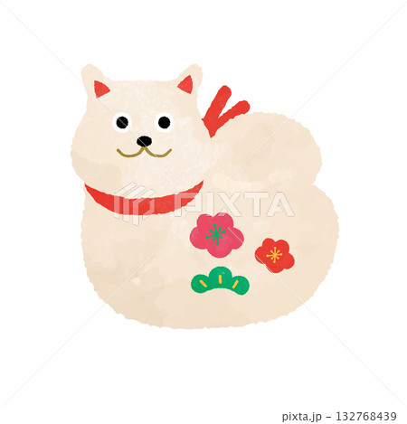 戌年の置物イラスト 水彩タッチ 戌年の置物イラスト 水彩タッチ 132768439
