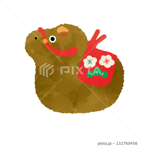 丑年の置物イラスト　水彩タッチ 132768456