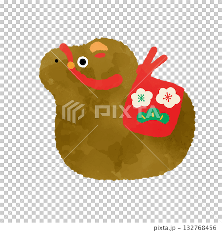 丑年の置物イラスト　水彩タッチ 132768456