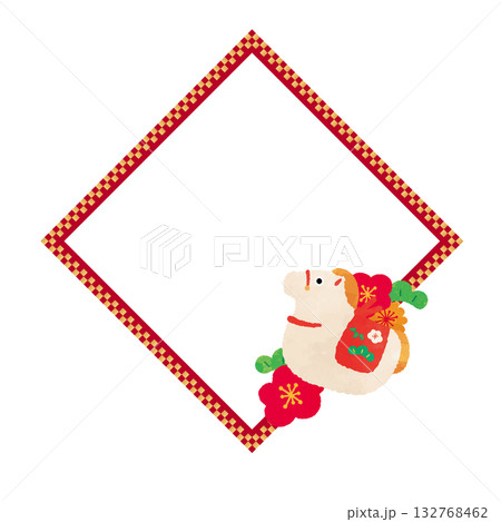 午年の市松模様フレームデザインテンプレート 132768462