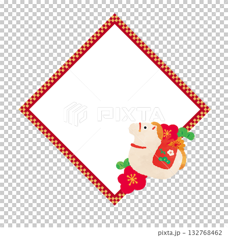 午年の市松模様フレームデザインテンプレート 132768462