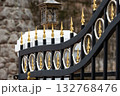 Modern decorative wrought iron elements of metal gates 132768476