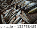 Fish variety on market. Fresh catch of fish, top view. Tropical Seafood in the Market 132768485
