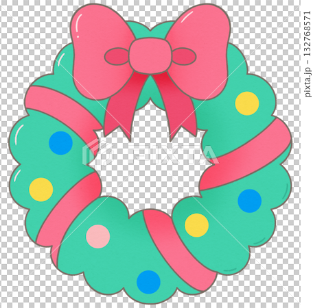 Cute Wreath of mistletoe Colorful Christmas elements 132768571
