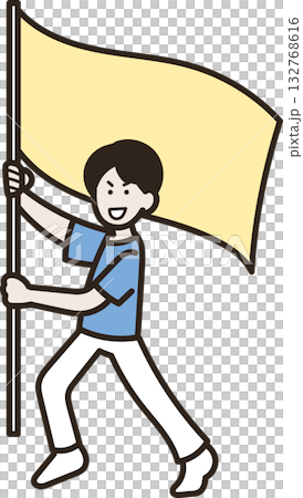 圖:一名男醫生揮舞著旗幟 圖:一名男醫生揮舞著旗幟 132768616