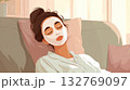 フェイスマスクでリラックスする女性 セルフケアイメージ 132769097