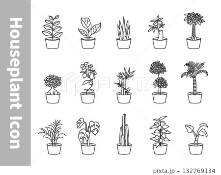 シンプルな観葉植物アイコンセット シンプルな観葉植物アイコンセット 132769134