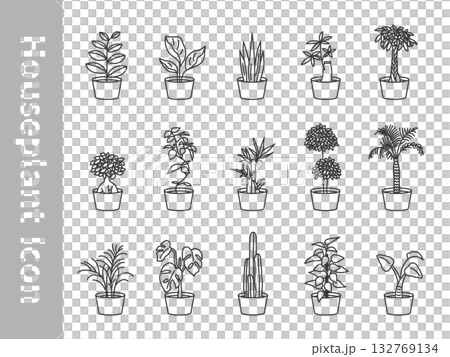 シンプルな観葉植物アイコンセット シンプルな観葉植物アイコンセット 132769134