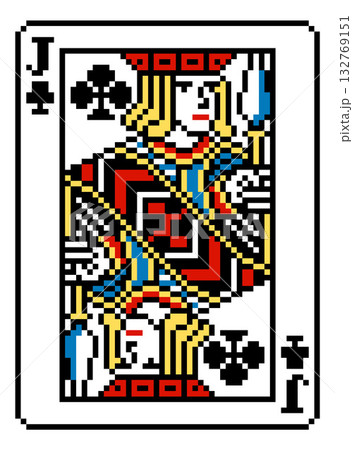 Pixel Art Style Jack of Clubs Playing Card Design 132769151