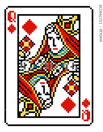 Pixel Art Queen of Diamonds Playing Card Design Pixel Art Queen of Diamonds Playing Card Design 132769156