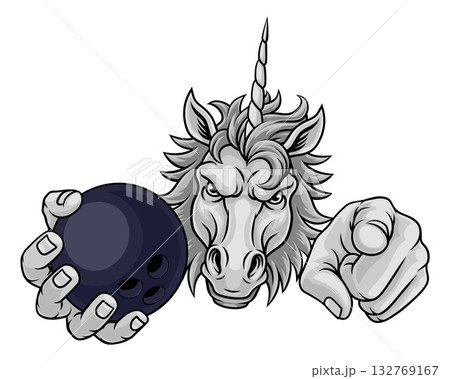 Unicorn Horse Bowling Sports Team Mascot 132769167