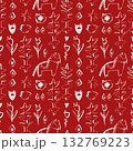 Scandinavian folk red pattern with dala horse floral ornaments hearts and geometric shapes traditional nordic vector 132769223