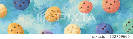 カラフルなクッキーの水彩風イラスト 背景素材 カラフルなクッキーの水彩風イラスト 背景素材 132769660