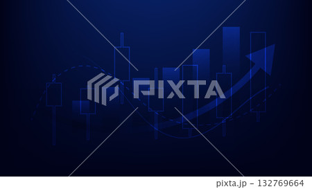 financial market growth and business data analysis.candlesticks with graphic bar chart on blue background financial market growth and business data analysis.candlesticks with graphic bar chart on blue background 132769664