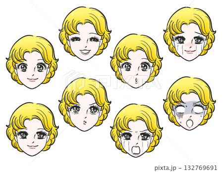 少女漫画風顔セット 132769691