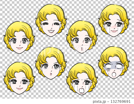 少女漫画風顔セット 132769691
