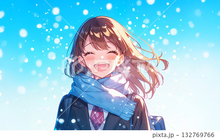 雪降る背景と女子高生 AI画像 雪降る背景と女子高生 AI画像 132769766