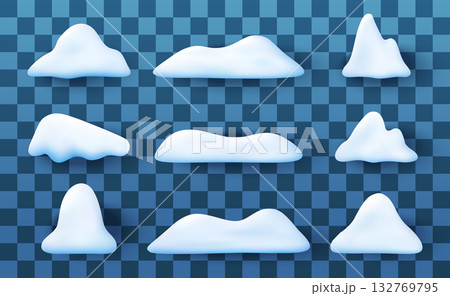 3d snowdrift or snow set for winter design 132769795