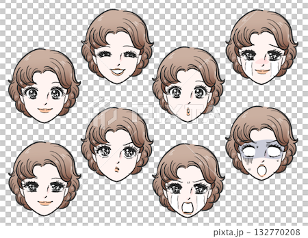少女漫画風顔セットパーマB 132770208