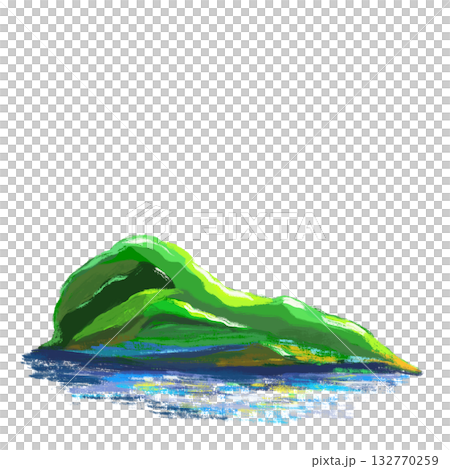 Cartoon beach mountain at the sea isolated illustration Cartoon beach mountain at the sea isolated illustration 132770259