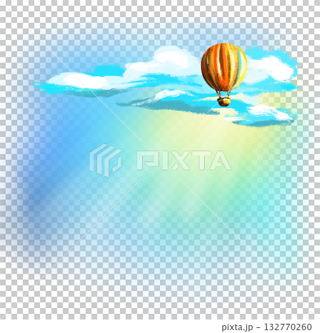 Hot air balloon in the sky with soft background illustration 132770260