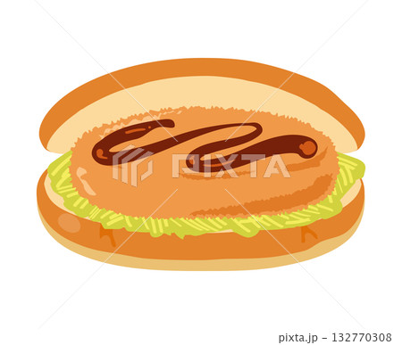 コロッケパンのイラスト コロッケパンのイラスト 132770308