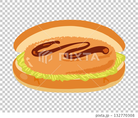 コロッケパンのイラスト コロッケパンのイラスト 132770308
