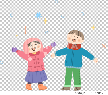 Children happy when it snows 132770570