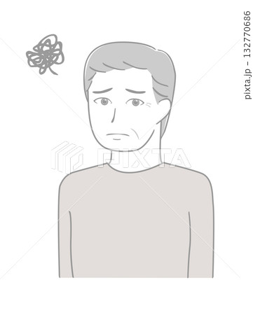 悩んでいる高齢男性 132770686