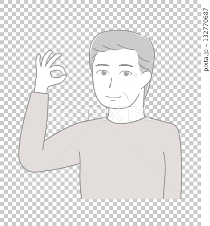 一位老人比出「OK」的手勢 132770687