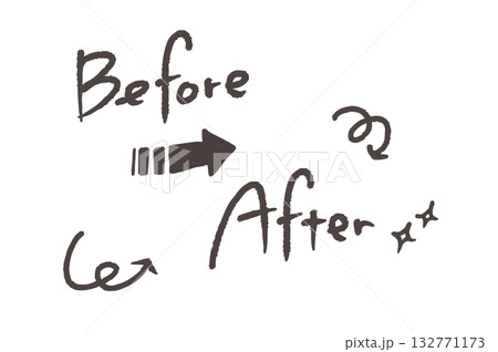 鉛筆で書いたような手書き風ビフォーアフターと矢印のセット 鉛筆で書いたような手書き風ビフォーアフターと矢印のセット 132771173